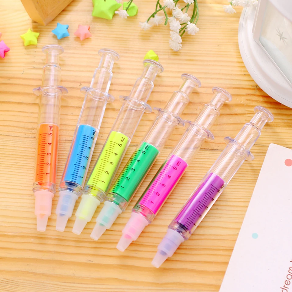 ZGTGLAD-1Pc-Random-Color-Syringe-Highlighter-Pen-Plastic-School-Office-Nurse-Doctor-Student-Novelty-Christmas-Party (1)
