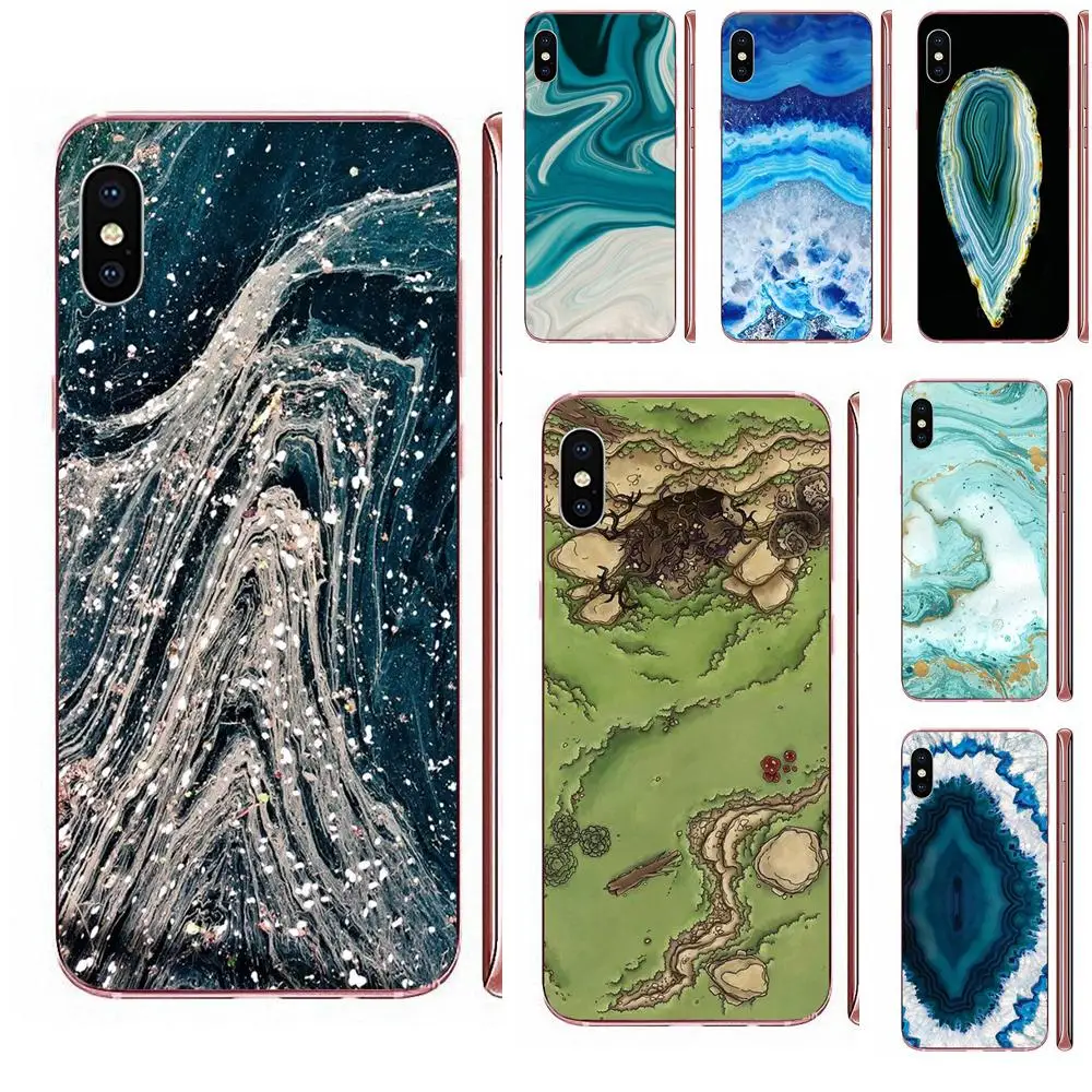 Чехол из мягкого тпу с принтом агата и аква-бирюзы для Apple iPhone 11 Pro X XS Max XR 4 4S 5 5C SE SE2 6