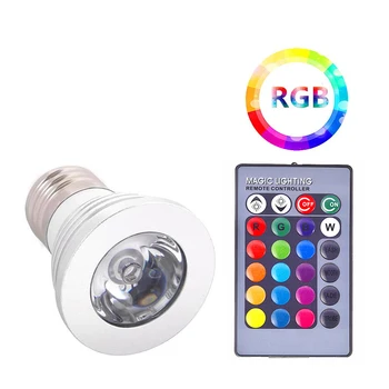 

GU10 GU5.3 E27 RGB LED Bulb 3W Remote Control AC 85-265V Atmosphere Lighting 16 Color Changeable Decorative Lights RGB Spotlight