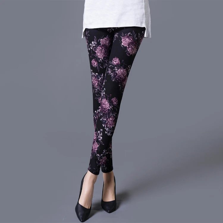 Women Floral Printed Exercise Colorful Peony flower Female Elastic Leggins High Waist Pants Push Up Trousers Fitness Leggings nvgtn leggings