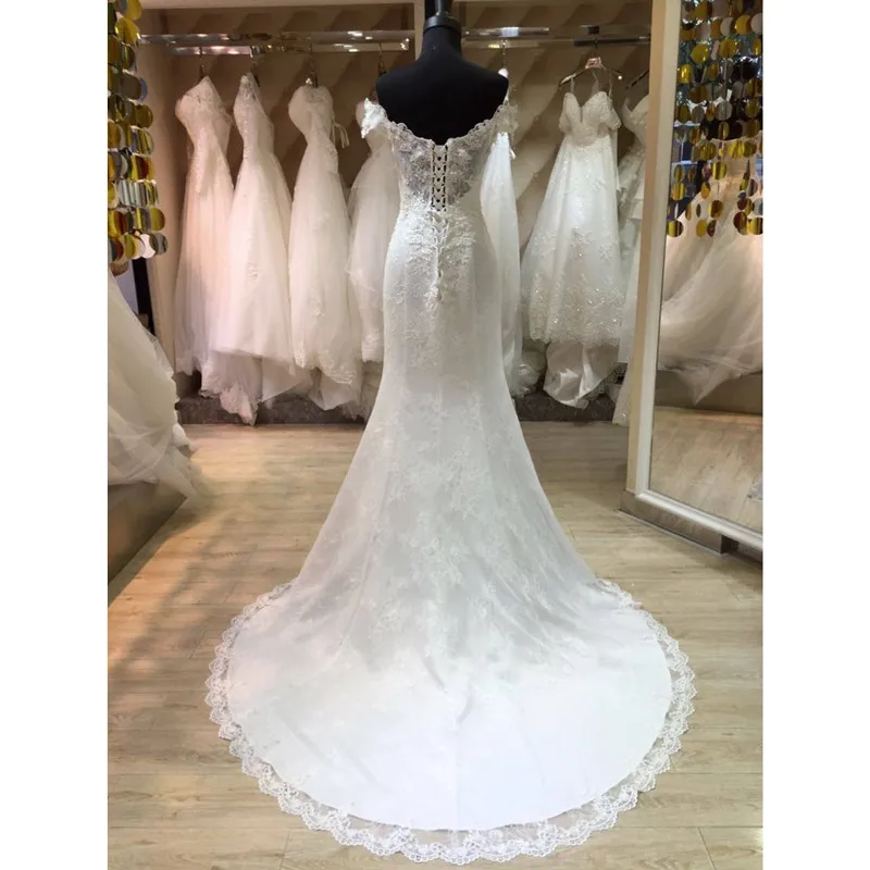 Detachable-Skirt-2-Pieces-Wedding-Dresses-Mermaid-Off-Shoulder-Short-Sleeve-Beaded-Appliques   -Lace-Bridal-Gowns