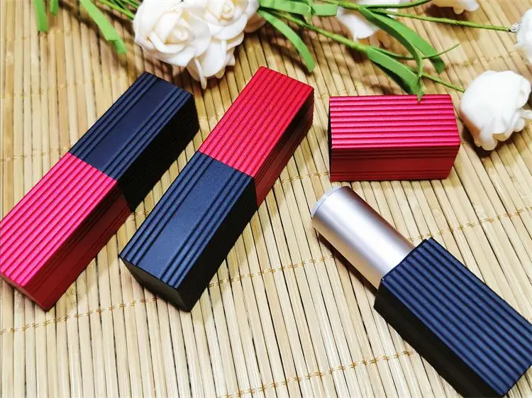 5/10/30pcs all aluminum 12.1mm stripe magnetic buckle black red empty lipstick tube lip balm container shell packaging | Красота и