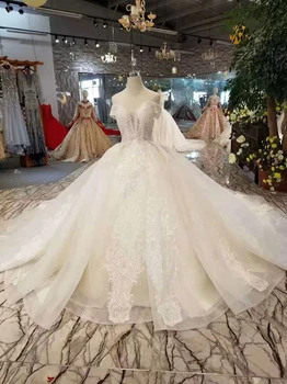 شراءBGW 2021116ht ثوب زفاف مثل الأبيض قبالة الكتف مطرز الدانتيل حتى الظهر فساتين الزفاف مع القطار مصنع حقيقي