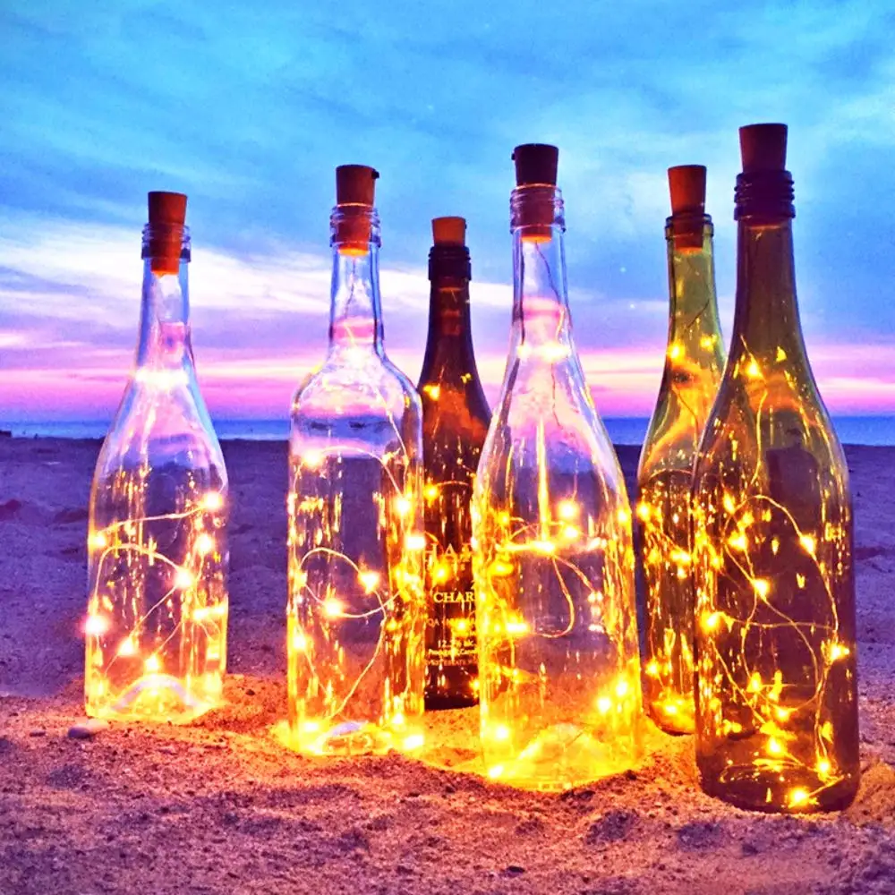 

5 Pack 1M 2M Strings Light Wine Bottle Lights With White Cork Lights Battery Operated Fairy For Wedding Party Wine Christmas