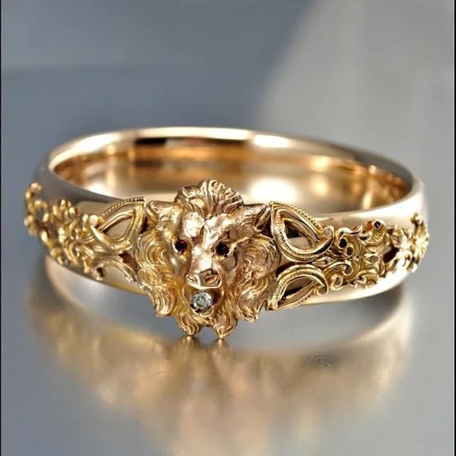 Professional Gold Lion Face Stylish Ring