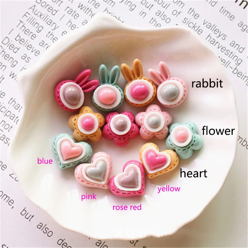 

10Pcs Cute Mini Heart Rabbit Flower Decoration Crafts Flatback Resin Cabochon Scrapbooking Diy Embellishments Accessories
