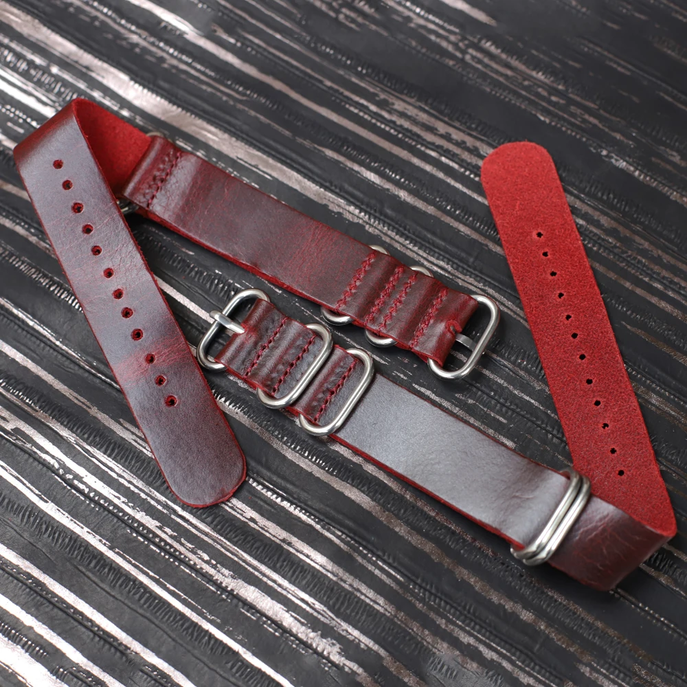 Onthelevle 2021 New Leather Long Strap 18mm 20mm 22mm Black Bule Green Strap Handmade Comfortable Watchband #C