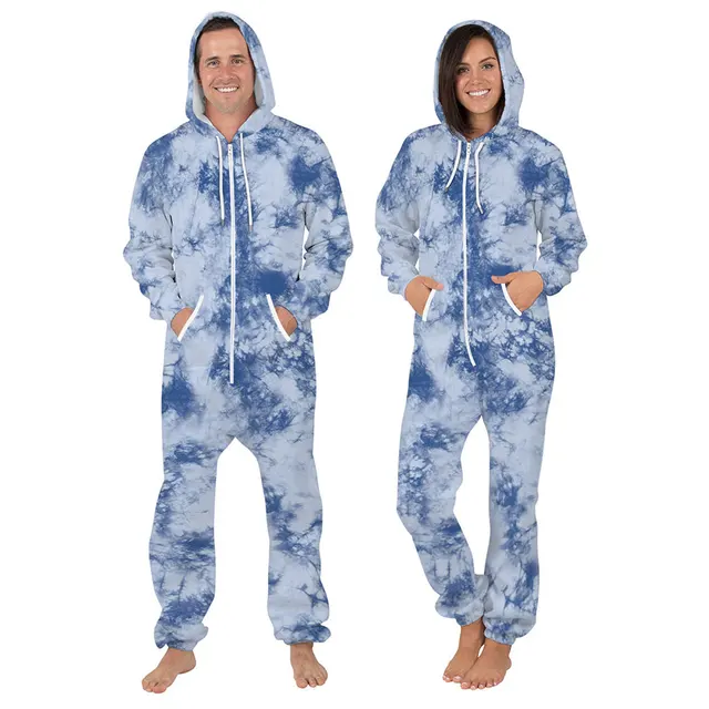 Fashion Add Wool 3D Printed Anime Hoodie Pajamas Romper Zip Jumpsuit Hoody Couple Men Women Insulation Comfortable Adult Jacket BES-046-W