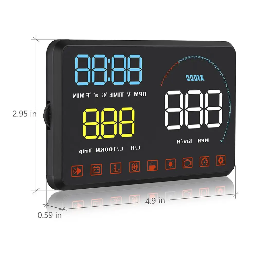 OBD2 автомобильный Hud Дисплей Измеритель Скорости 5 &quotHD светодиодный лобовое