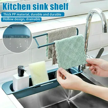 

New KitchenTelescopic Sink Rack Holder Expandable Household Sink Telescopic Sponge Drain Basket Wipe Arrangement Rack Storage