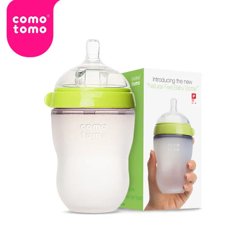 

Comotomo Can Feeding Bottle Baby Infant Milk Sense Wide Mouth Silicone Nursing Bottle 250 Ml Pink Green