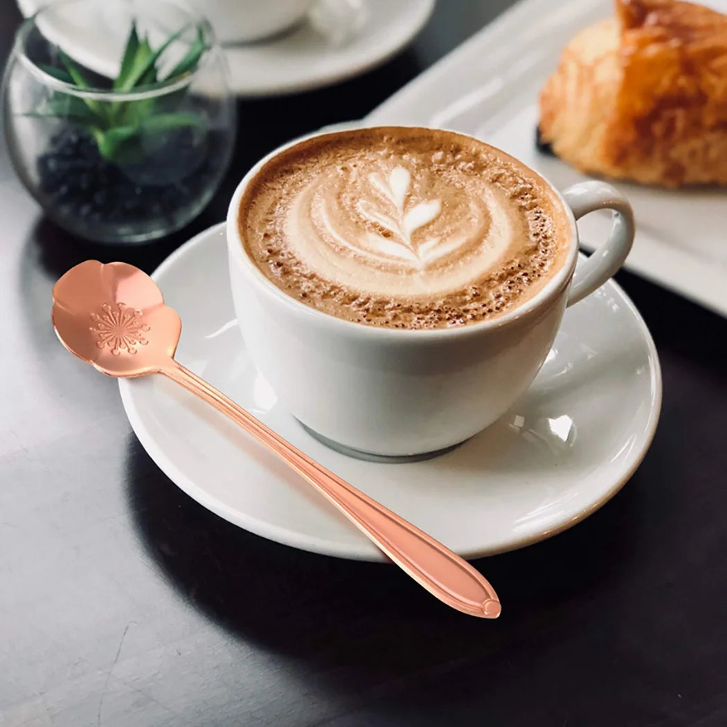 

16pcs Stainless Steel Coffee Mixing Spoon Dessert Spoon Flower Tea Spoons Kitchen Hot Drinking Tableware