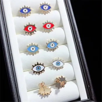 

10pairs/lot Fashion Drop Oil Eye Marquise Oval Turkey Evil Eye Stud Earring Women Jewelry