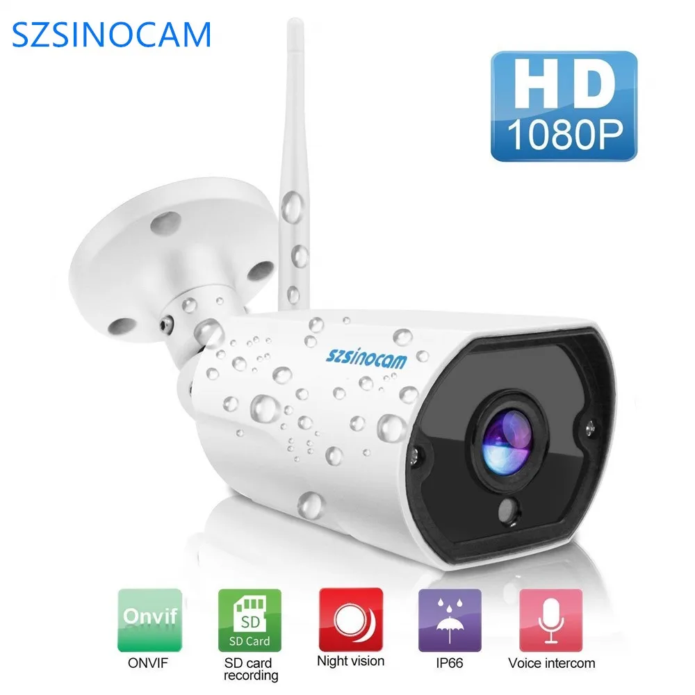 SZSINOCAM HD 1080P 2MP Wifi IP Camera Outdoor Wireless Onvif Full Color Night Vision CCTV Bullet Security Camera Night Vision