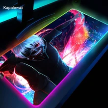 Tokyo Ghoul Large Office RGB LED Mouse Pad Mat Game Gamer Gaming Mousepad Keyboard Compute Anime Desk Mat For CSGO LOL