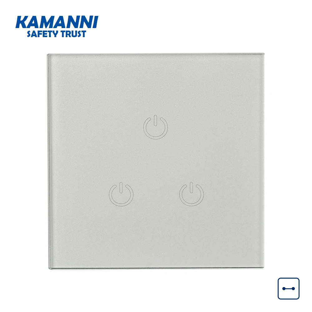 2 gang 1way KAMANNI стены Стекло смарт сенсорный выключатель 3gang 1way 100 v-240 v ЕС Стандартный переключения светодиодный светильник ed светильник переключатель Панель сенсорный экран - Цвет: 2 gang 1way