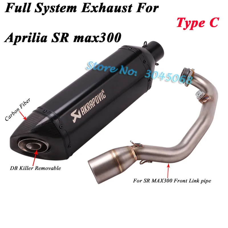 Type C Полная система выхлопной трубы мотоцикла для Aprilia SR max300 MAX 300 модифицированный передний средний канал трубы карбоновый глушитель DB Killer - Цвет: Type C