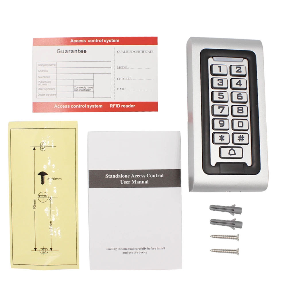 Waterproof Backlight RFID Door Access Control Reader Keypad 1000 Users Doorbell 125KHz EM Card Gate Opener Smart Electric Lock 6