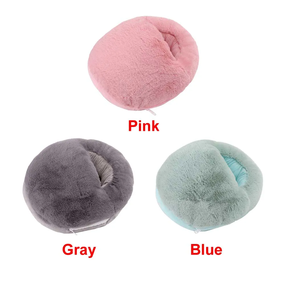 Large Pocket USB Foot Warmer Faux Fur Washable Heating Slipper Warm Soft Shoes Wormwood Winter Detachable Home Office Electric