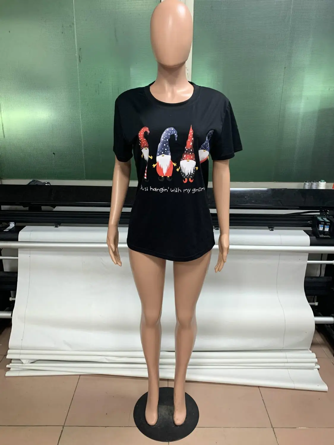 new women t shirt cotton cartoon print short sleeve christmas tee shirts Just Hangin' with My Gnomies