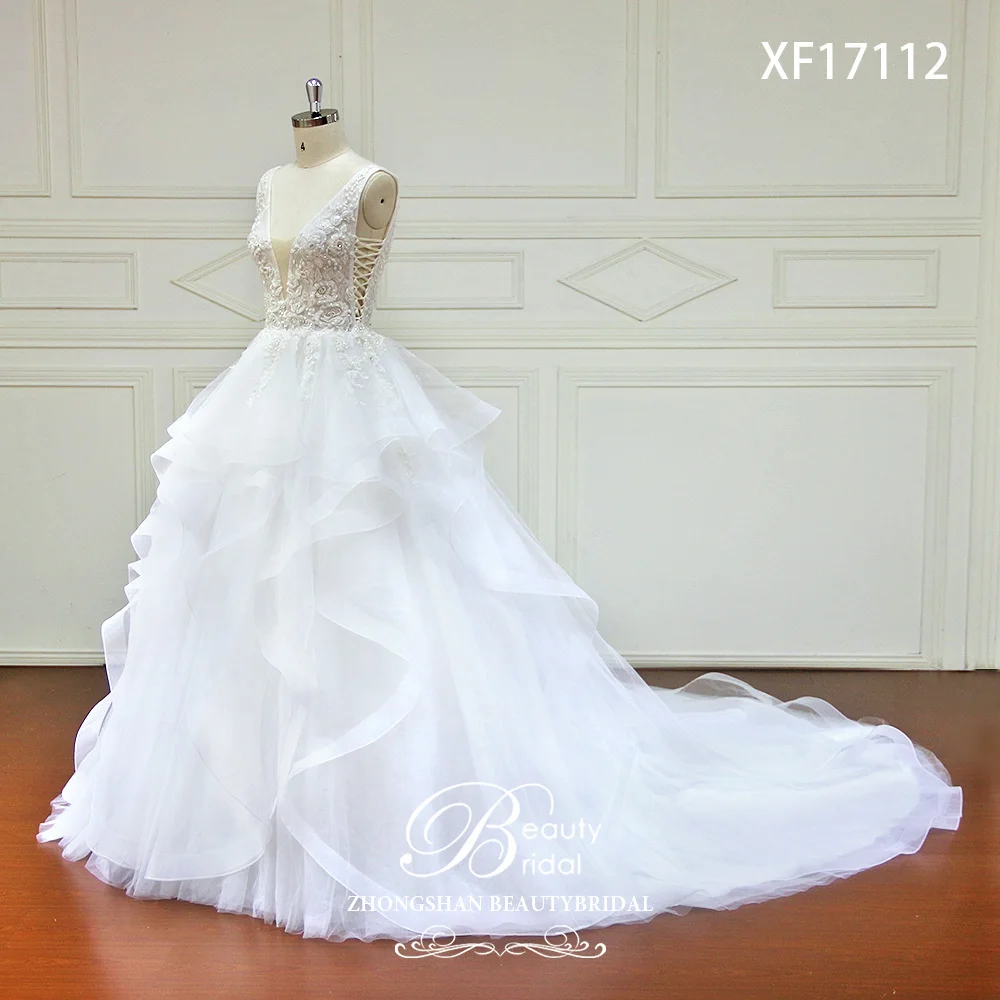 Vestido De Noiva Свадебные платья принцессы с v-образным вырезом кружево с аппликацией и бисером бальное платье свадебное платье Плюс Размер свадебное платье XF17112
