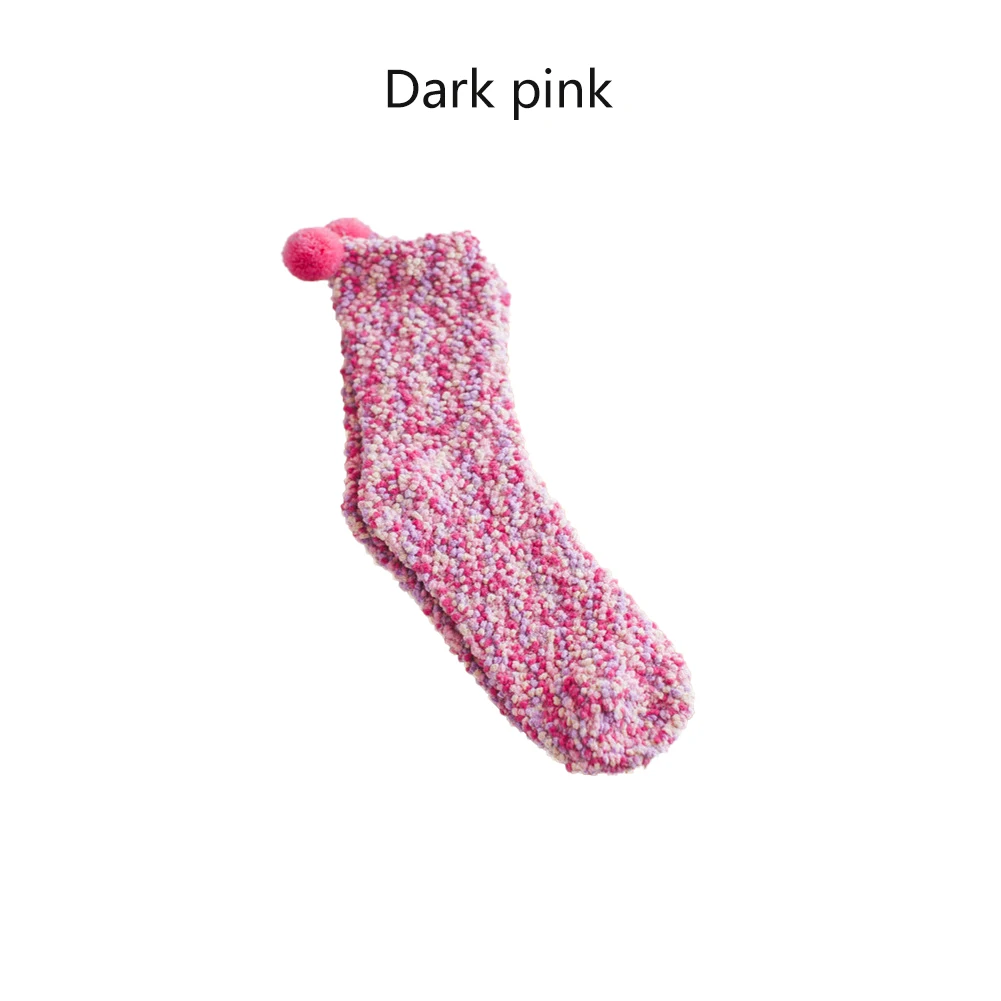 Dark Pink 1 пара рождественских подарочных теплых зимних уютных носочков для отдыха, рождественские женские мягкие домашние носки, аксессуары, яркие женские пушистые носки - Цвет: Dark Pink