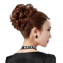 DIFEI, Женская высокая температура, синтетическая эластичная резинка, поддельные волосы, обмотка, вьющиеся волосы для наращивания, шиньон