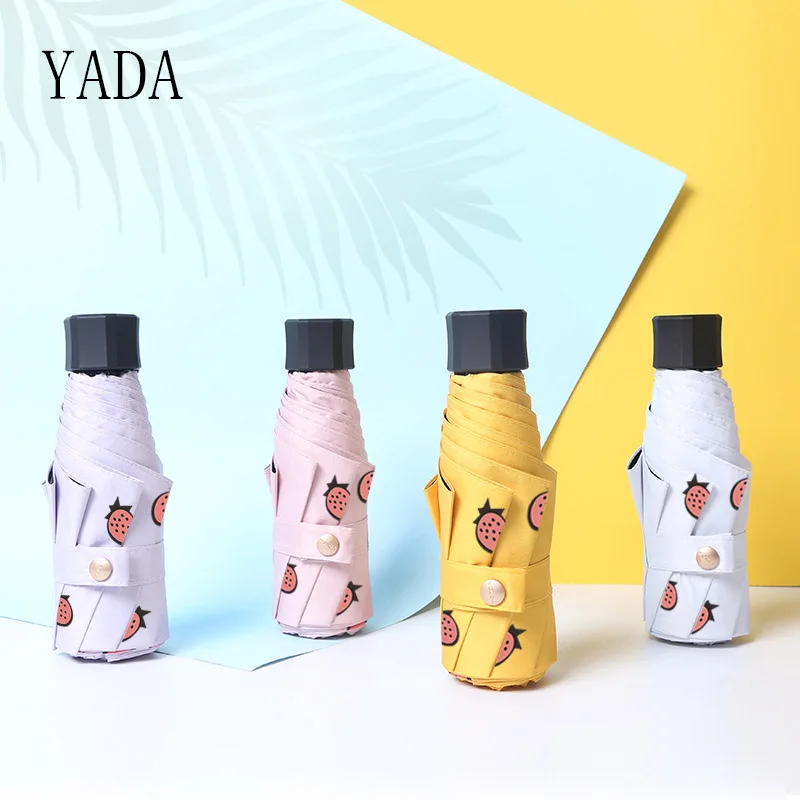 

YADA 2023, зонты с фруктами и клубникой, дождевой карманный складной зонт для женщин, маленький ручной мини-зонтик от солнца с УФ-защитой YS200011