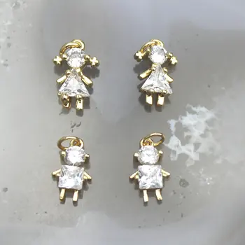 

8*11mm 20pcs/lot New design cz pendant,delicate cubic zirconia girl/boy shape charm accessories, fashion cz jewelry wholesale