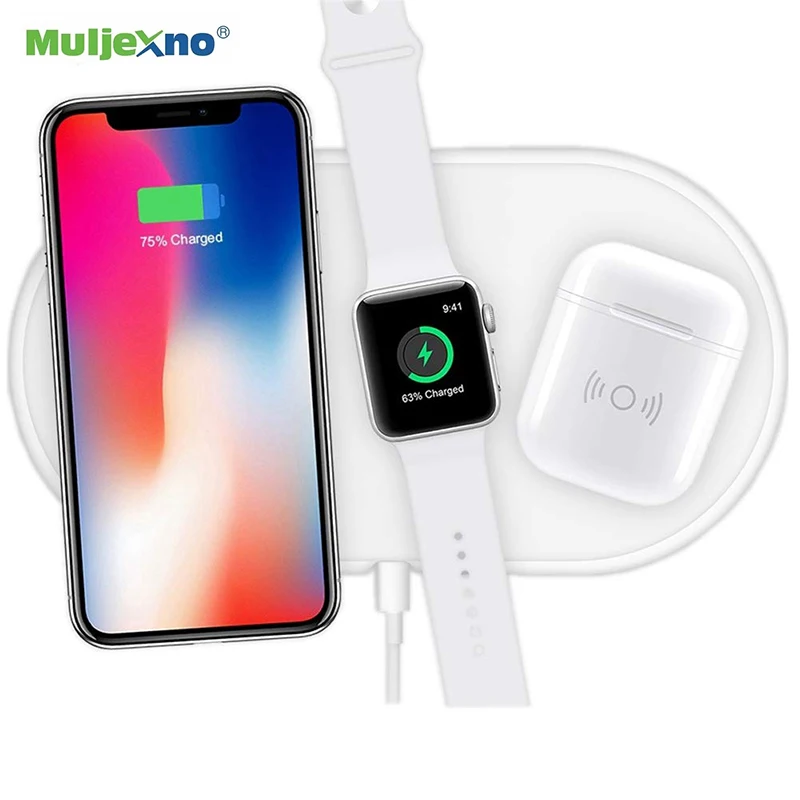 

10W Fast Wireless Charging Docking Station For iPhone X XS Max XR AirPower 3 in 1 Qi Wireless Charger Pad for Apple Watch 4 3 2