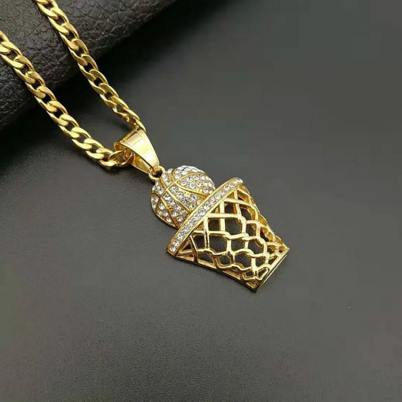 

Street Basketball Pendant Necklace Stainless Steel Twisted Chain Jewelry for Hiphop Young Man Basketball Player Fans Gift