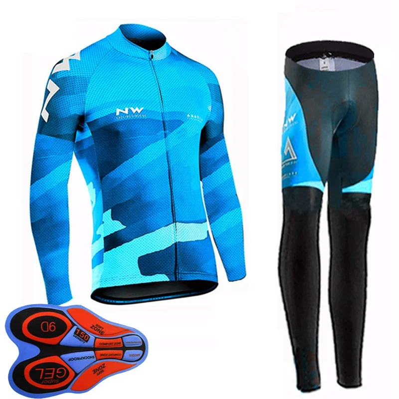 Ropa Ciclismo Men cycling long sleeve jersey bib pants set autumn breathable road bicycle clothing bike sports uniform Y112201