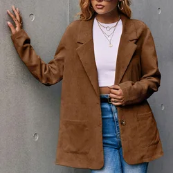 Ol trabalho wear entalhado grosso acolchoado minimalista veludo blazer terno jaqueta 2022 novo outono inverno formal feminino blazers casacos