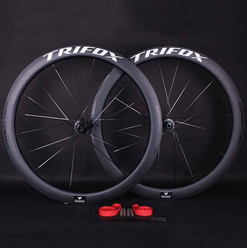 US $435.21 TRIFOX clincher carbon rim Disc BrakeQuickly release 700c Road Bike Wheelset Quality Carbon Rim With Road Cycling