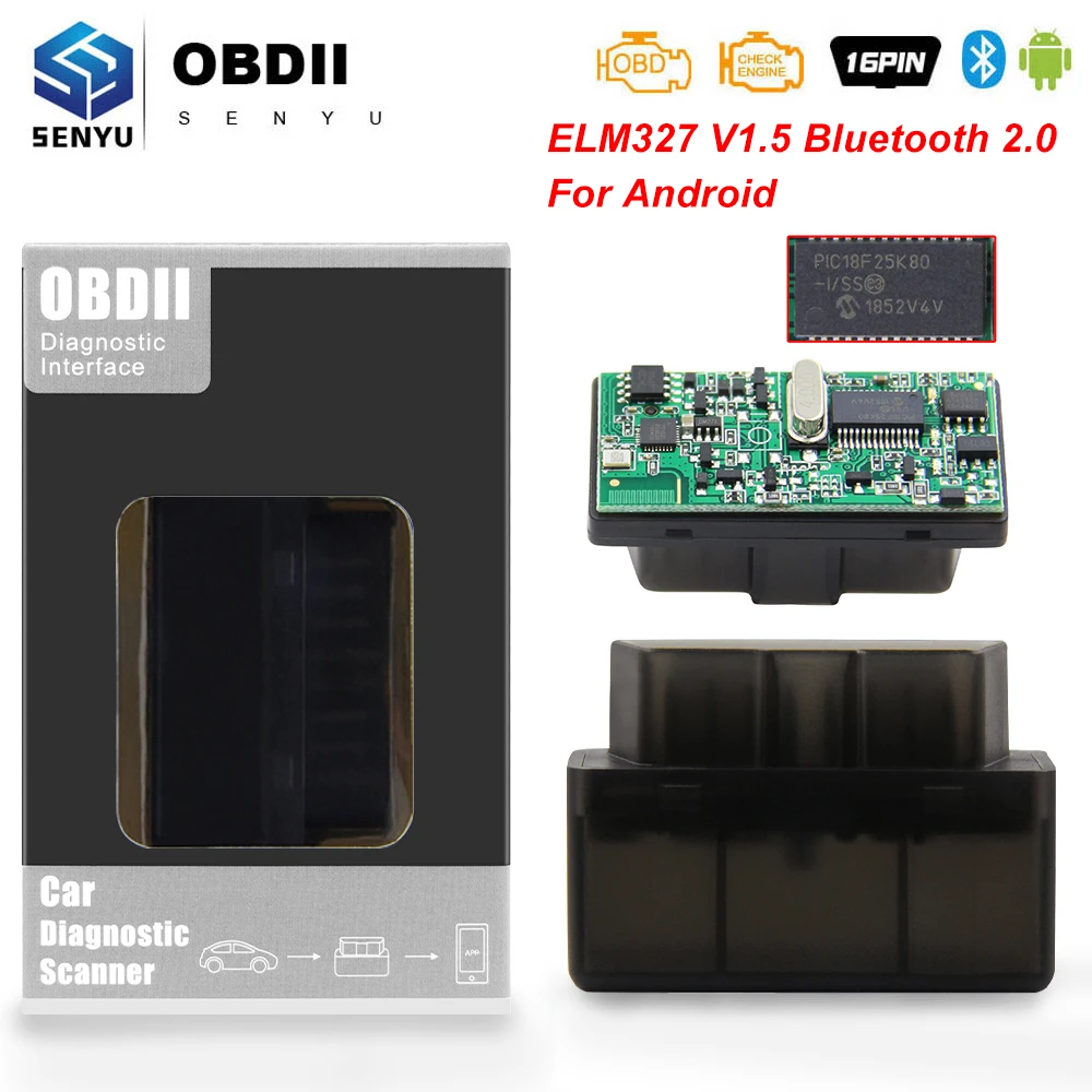 ELM 327 V1.5 PIC18F25K80 OBD2 Bluetooth сканер ELM327 V1.5 OBD 2 OBD2 автомобильный диагностический автоматический инструмент 1,5 для Android Считыватель кодов