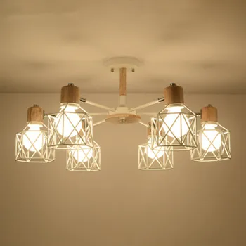 

Lustre Wooden Chandelier For Living Room Iron Lampshade LED Chandelier Lighting Lustres Para Sala De Jantar Home Lamp