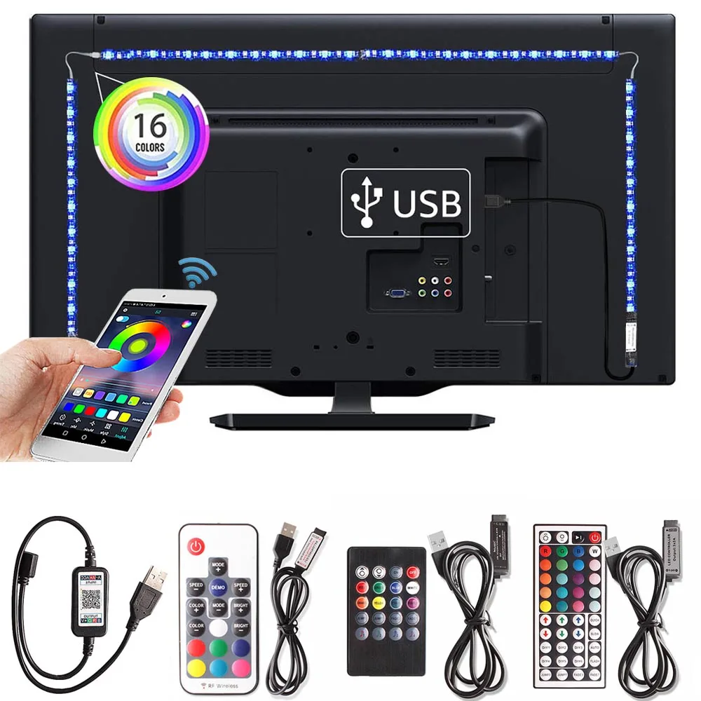 лента светодиодная диодная Гибкая неоновая Светодиодная RGB 5050 DC5V ТВ фоновое