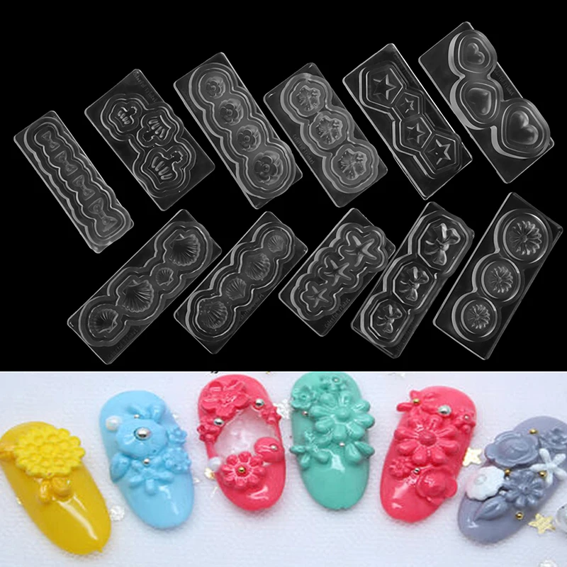 

1Pcs 3D Multi-Type Nail Art Silicone Mold Stamper Carving DIY Template Manicure Decoration