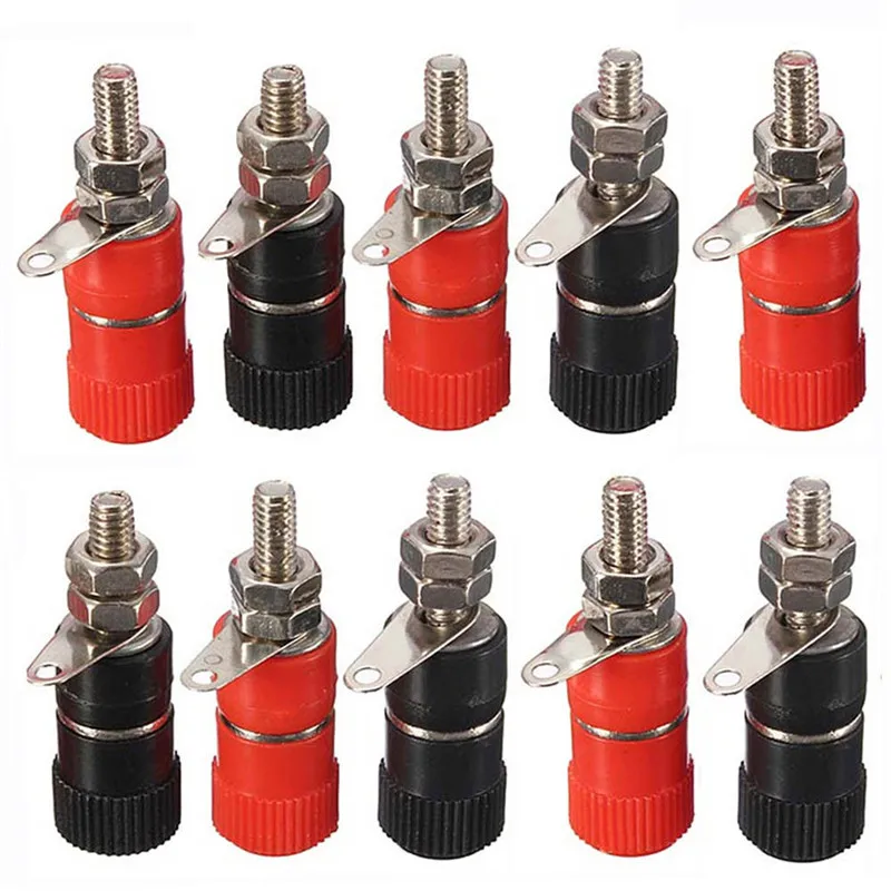 10Pcs Socket Nickel Plated Binding Post Nut Speaker Socket Terminal Binding Post For 4mm Banana Plug Socket Female Connector