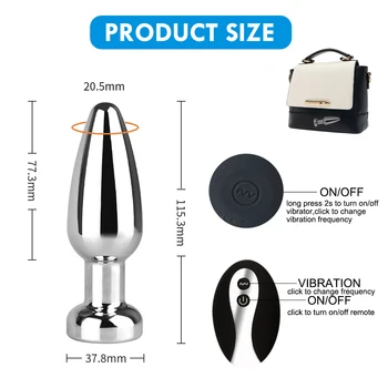 Metal Anal Vibrators Butt Plug Wireless Remote Vibrator Male Prostate Massager Adult Sex Toys for Men Woman Gay Anus Erotic Toys 6