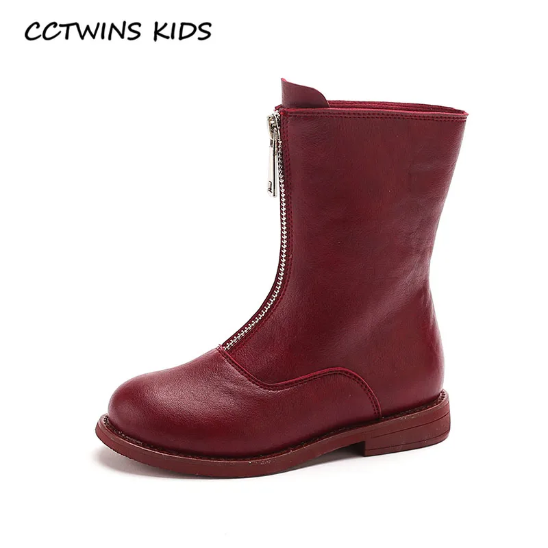 

CCTWINS Kids Shoes 2019 Autumn Fashion Mid Calf Boots For Girls Pu Leather Shoes Children Black Boots Babys FB1684