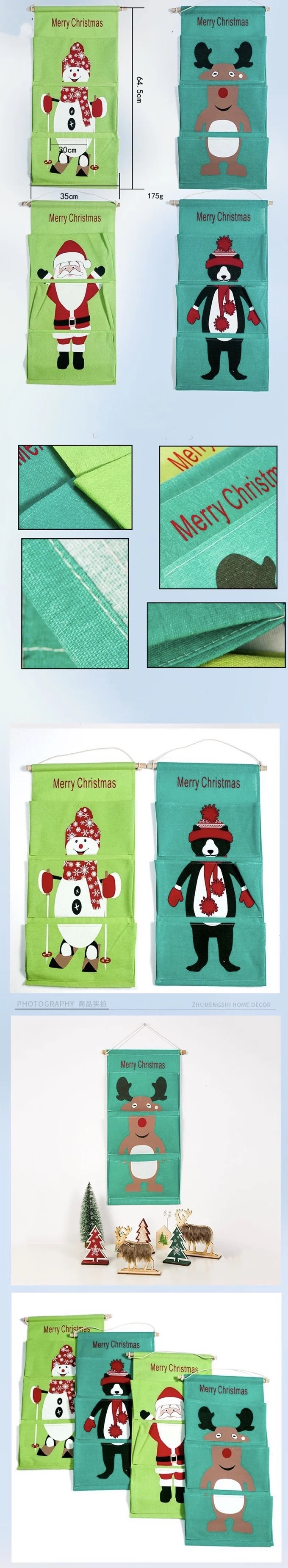Christmas decoration hanging bag canvas old man snowman elk interior home decoration New Year festival party supplies