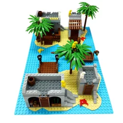 Blocs de construction pirate techniques compatibles pour enfants, jouets MOC DIY, Mini briques classiques de ville, bricolage, arbres, blocs de ferme, plaque de Base 