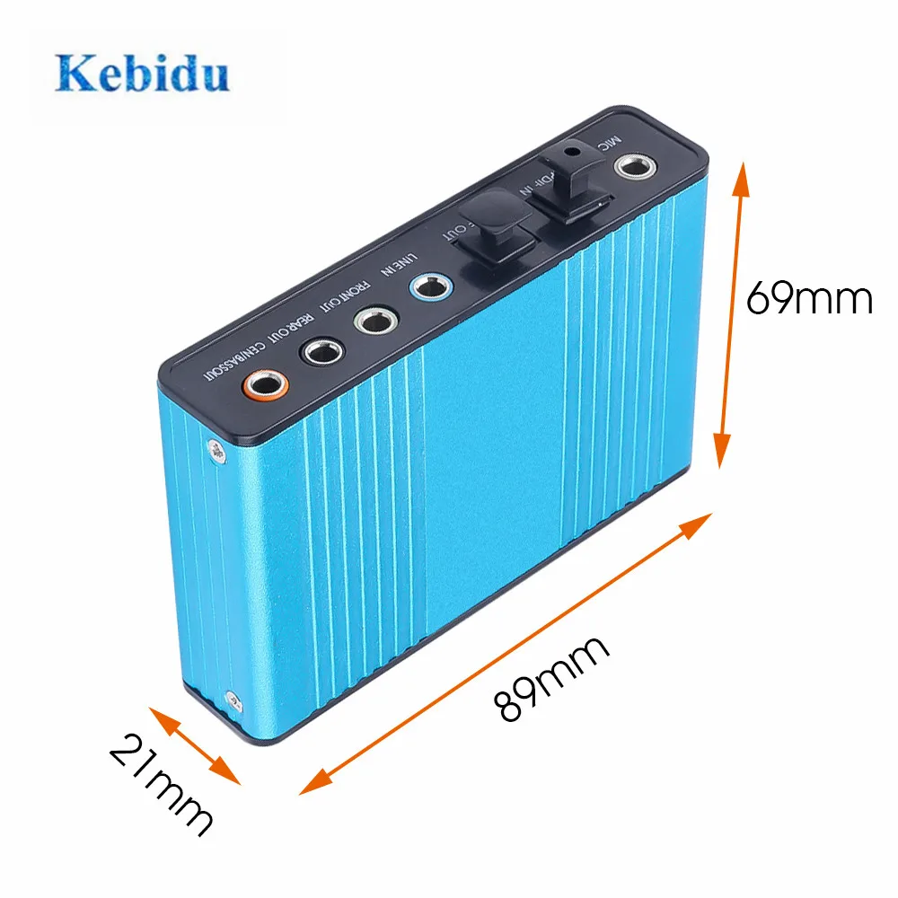 KEBIDU синяя 6 канальная внешняя звуковая карта 5 1 объемный звук USB 2 0 оптическая