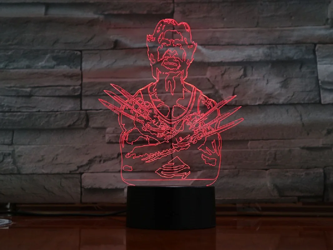 Мультфильм 3D ночник крутые фигурки Росомаха X-men светодиодный лампы многоцветные Детские Lampara AA батарея для детей подарок ко дню рождения 1334