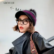 GBCNYIER, шапка из кроличьего меха, женская зимняя бейсболка, утолщенная шапка, вязание, смешивание шерсти, дикая