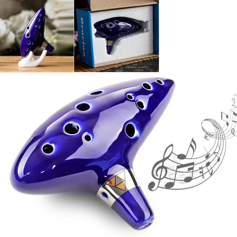12 отверстий Ocarina прочный керамический альт среднего тона ToneC канавка синий