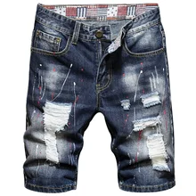 

2021 Mens Ripped Short Jeans Clothing Bermuda Cotton Shorts Breathable Denim Shorts Male New Fashion Size 28-40