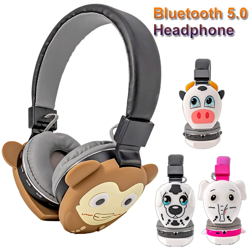 Cartoon Kids Bluetooth Headphone Foldable Stereo Music Headset with MIC for Handsfree Support TF Card Boys Girls Birthday Gift