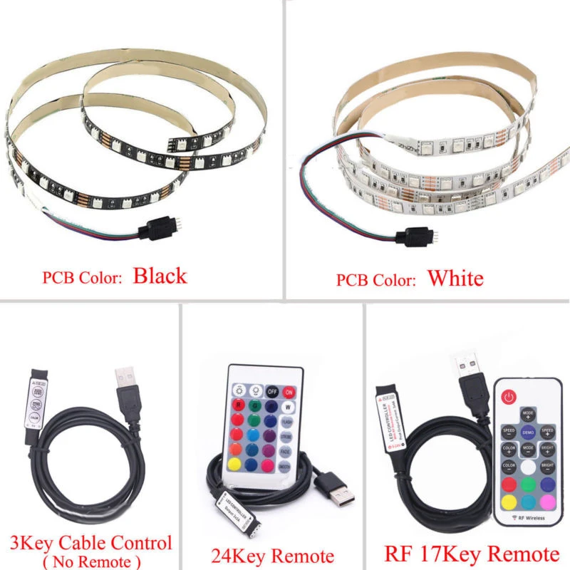 

5050 60SMD/M RGB LED Strip Light Back Lighting Kit+USB Remote Control Decoration